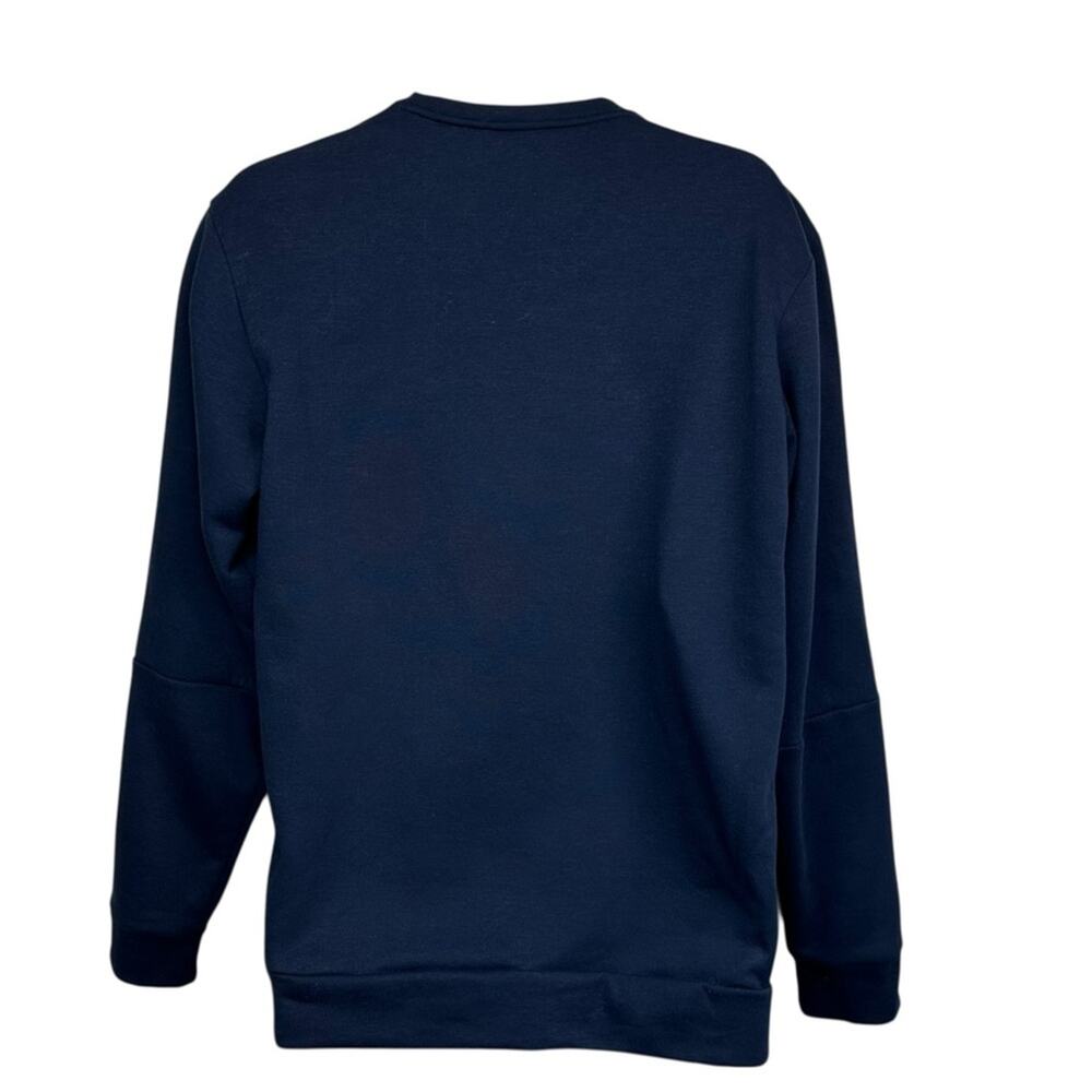 Adidas Men's 3 Stripe Crewneck Pullover Sweatshirt Deep Blue Size Medium - Picture 4 of 7